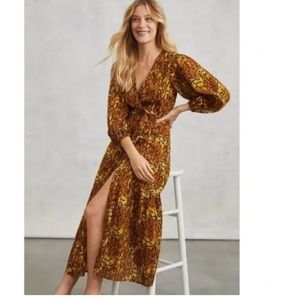 Anthropologie Caroline K Saffron Animal Print Maxi Dress- Size M
